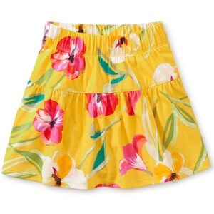 Tea Collection Girls Skort Yellow Floral Skirt With Shorts Size 7 Years